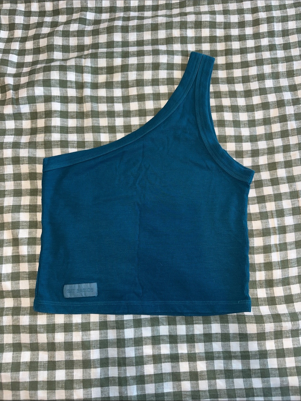 SET Active One-Shoulder Ribbed Crop Top - Teal